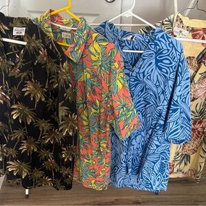 Tasso Elba Men's Tropical Print Shirt - Orange and Green